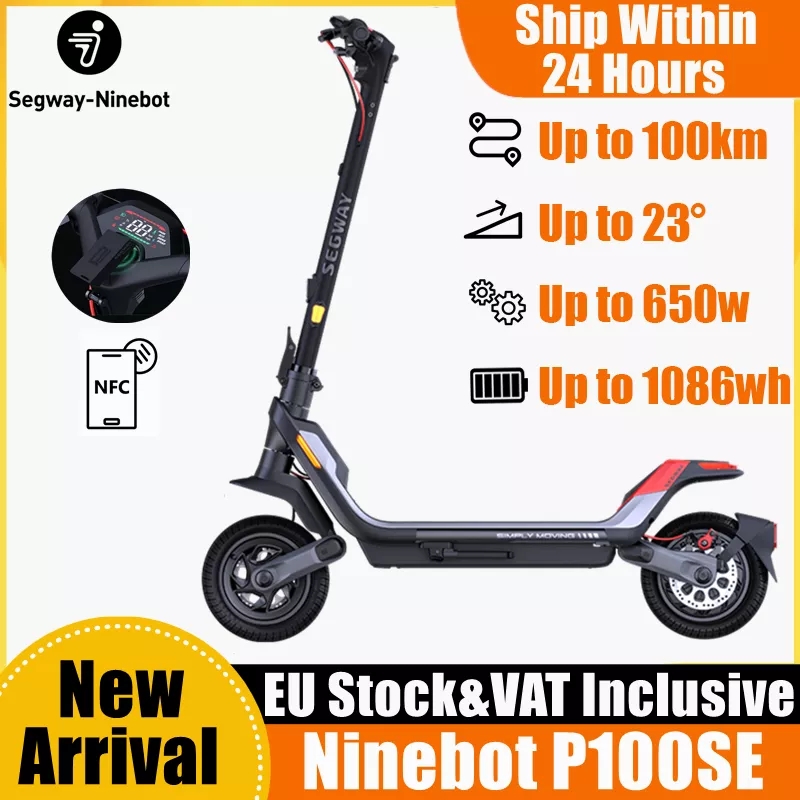 EU Stock Original Ninebot By Segway P100S Smart Electric Kick Scooter P100SU 1086Wh Big Battery 100KM Range 10.5 Tire NFC KickScooter Inclusive of VAT