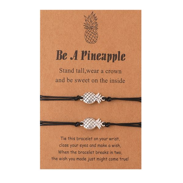 2021 papier carte ananas pendentif corde chaîne Bracelet pour petite amie amitié bijoux cadeau mode bijoux à la main