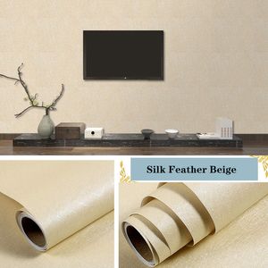 Wall Stickers Linen Pattern Thick Waterproof PVC Self-adhesive Wallpaper Instant Sticker Bedroom Living Room Background size 10m*45cm