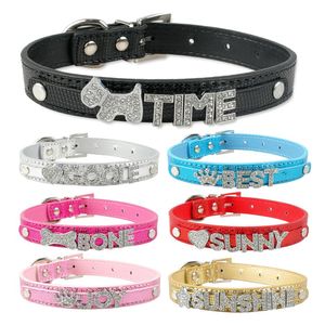 2021 Gepersonaliseerde Hondenkraag DIY Naam Snake Lederen Pet Collars voor 10 MM Letters 7 Kleuren