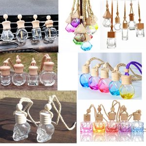 Car Decoration Skull Perfume Bottle Car Pendant Diffuser Hanging Interior Decoration Pendant with Wooden Cover And Plastic Tip
