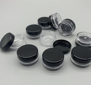 2021 Pots en plastique Pot de 5 ML Récipients cosmétiques Échantillon de récipient vide Récipients rechargeables en plastique transparent avec couvercles à bouchon à vis colorés