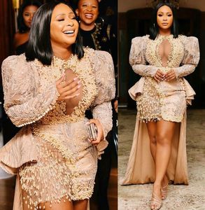 2021 Plus Size Arabisch ASO EBI Champagne Luxe Sexy Prom Dresses Kant Parels Beaded Avond Formele Partij Tweede Receptie Jurken Jurk ZJ335