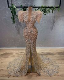 Talla grande árabe aso ebi luxurious sireniente sexy vestidos de baile de baile de encaje cristales de encaje de la noche de la segunda fiesta de recepción vestidos de recepción zj555