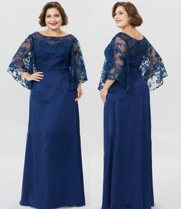 2021 Plus size moeder van de bruid jurken juweel hals kant applique moeders jurk voor bruiloften sweep trein formele jurken voor moeders