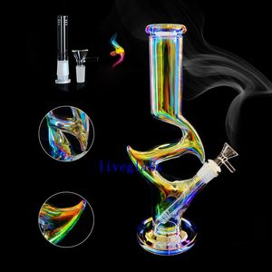 2021 Premium Glow in the Dark Shisha Hookahs Dab Oil Rig Bongs En Verre Pipe À Eau Bong Perc Recycler Bubbler Avec 14mm Downstem Et Bol