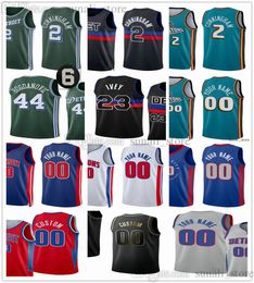 Gedrukte basketbal Cade 2 Cunningham Jerseys Bojan 44 Bogdanovic Saddiq 41 Bey Jalen 0 Duren Jaden 23 Ivey Jesaja 28 Stewart Isaiah Livers Killian 7 Hayes Alec 5 Burks