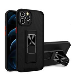 2021 produit étuis pour téléphones portables pour iphone 11 pro max sensation de peau mate couleur de contraste couverture de support magnétique de voiture intégrée