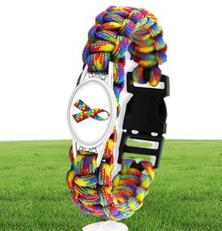 2021 Puzzle Pizzle Autisme Awareness Hope Charm Colorful 2518mm Glass Cabochon Outdoor Survival Paracord Bracelets Men Women Jewelr12297884