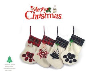 2021 qualité bas de noël chat chien patte bas moelleux Santa chaussettes flocon de neige arbre de noël décoration Festival cadeau sac