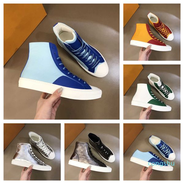 2021 Zapatillas de deporte de calidad Botas High Top Designer Zapatos para hombre Charol Doble Cordones Plataforma Sneaker Italia Marca Entrenadores Malla Técnica 22