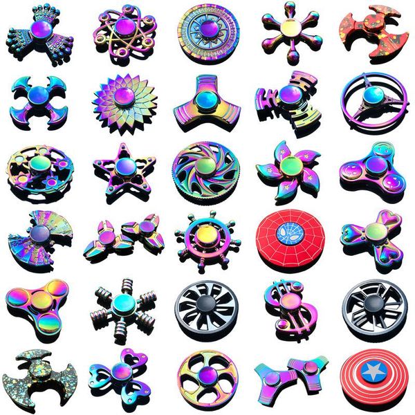 2021 Rainbow Metal fidget spinner estrella flor cráneo dragón ala Hand Spinner para autismo TDAH Niños adultos antistres Juguete EDC Fidget juguetes para niños