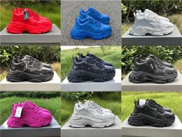 2021 Release Triple S Chaussures de plein air Baskets à plateforme pour hommes Femmes Chaussures Paris 17FW Triple-S Noir Crème Jaune Rouge 36-45