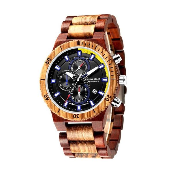 2021 Relogio Masculino montre en bois hommes haut élégant mains lumineuses hommes montres dans une boîte en bois reloj hombre227D