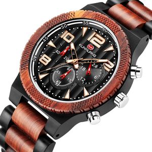 Montre en bois pour hommes, montre-bracelet de luxe, haut de gamme, élégante, chronographe, 219l, 2021