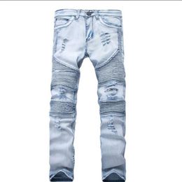 2021 Representa ropa pantalones slp azul negro destruido para hombre denim delgado recto biker skinny jeans hombres ripped jeans280x