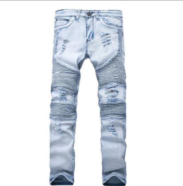 2021 Représenter les vêtements pantalons slp bleu noir détruit hommes slim denim droit motard jean skinny hommes déchiré jeans236y