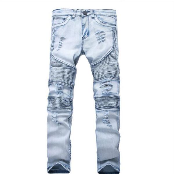 2021 Représenter les vêtements pantalons slp bleu noir détruit hommes slim denim droit motard jean skinny hommes déchiré jeans338M