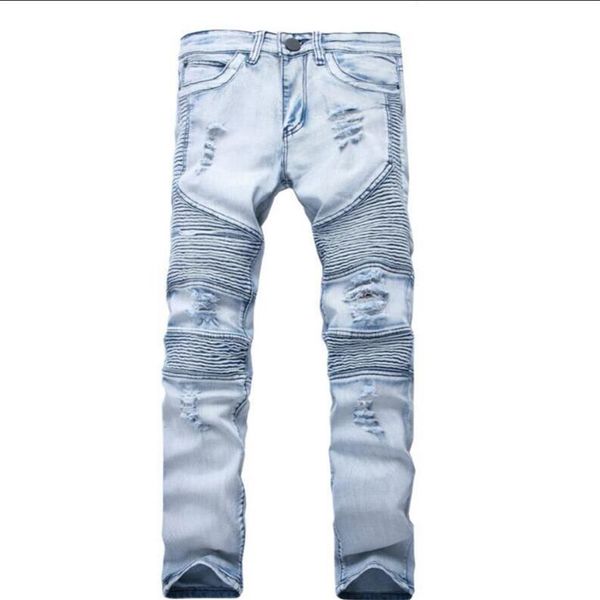 2021 Représenter vêtements pantalons slp bleu noir détruit hommes slim denim droit motard skinny jeans hommes déchiré jeans243S
