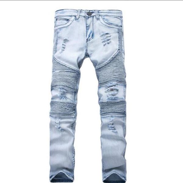 2021 Représenter les vêtements pantalons slp bleu noir détruit hommes slim denim droit motard jean skinny hommes déchiré jeans250o