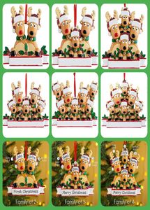 2021 Resin Elk Family of 2 3 4 5 6 7 8 Naam Hangers Kerstdecoraties Cute Deer Holiday Wintergeschenken Kerstmisboom ornamenten 18 7306668
