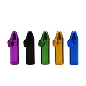 2021 Retail Wholease Metal Smoking Tip Bullet Snuff Rocket Snorter Sniffer Scovolini Glass One Hitter Mix Color