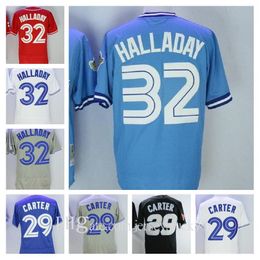 2021 Retro Blue jays Baseball 29 Joe Carter Jersey 32 Roy Halladay Flexbase All Stitched Men Women kids jeugd Jerseys Ademend Maat S-3XL