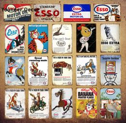 2021 Retro Esso Metal Signs Tiger Motor Oil Decoración de pared para la pared para la barra de pub Bar Plaque de gasolina Decoración del garaje Vintage 2030 8695486