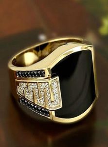 2021 Retro Men Ring Black Zircon Ringtings for Women Punk Hip Hop Fashion Silver Jewelry3442278