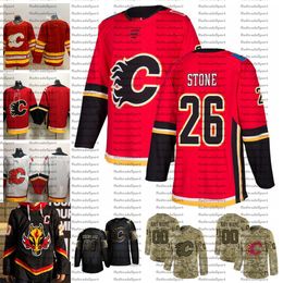 2021 Reverse Retro Personnaliser # 26 Michael Stone Calgary Flames Jerseys Golden Edition Camo Veterans Day Fights Cancer Hockey Jersey