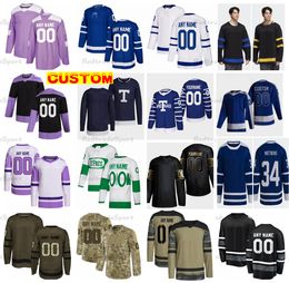 Maillots de hockey rétro inversés personnalisés Matthews Marner Rielly Nylander Tavares Camo Fights Cancer réversible St. Patrick's Day Bunting Giordano O'Reilly Gustafsson