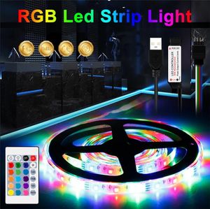 2021 RGB LED Strip Licht DC 5V 1M/2M/3M/4M/5M Waterdicht RGBW -strips Lichten Flexibele lint Binnen slaapkamer TV -achtergrondverlichting Verlichting