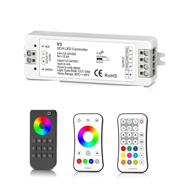 Controlador de tira de LED RGB RGBW 2021 RF 12v 24v 2.4G Controlador remoto inalámbrico RGBW 12 voltios 5 años de garantía