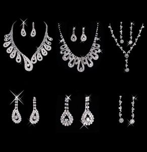 2021 Strass Ketting Bruiloft Sieraden Sets Bruidsaccessoires Oorbellen Schip Goedkoop voor Bruid Feestavond Galajurk3699620