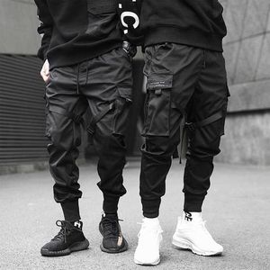 2021 linten mannen joggingbroek mannen vrachtbroek streetwear hiphop casual effen kleur harembroek Chinese maat XS-3XL Y0927