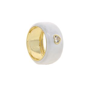2021 bague créative Vintage coloré émail anneau pour femmes incrusté coeur Zircon Simple femme anneaux mariage fête bijoux cadeau