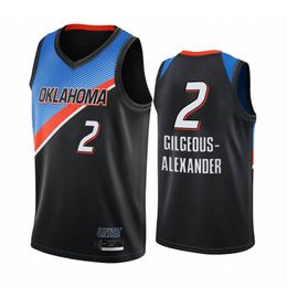 2021\rOklahoma\rCity\rThundere\r Hombres Jersey Steven Adams Shai Gilgeous-Alexander Black City Camisetas de baloncesto Uniforme