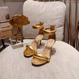 2021 Rome luxe femmes sandales à talons hauts mode chaussures de soirée sexy une ligne ruban multicolore tailles 35-41