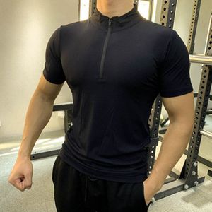 2021 Running Men Sport Training Ice Silk Summer Polo T-shirt Korte Mouw Mannelijke Casual Sneldrogende Gym Fitness Slanke Tees Tops Kleding