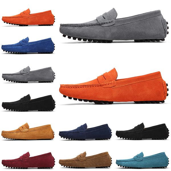 2021 zapatos para correr jogging casual Venta negro azul gris naranja verde marrón para hombre resbalón en guisantes lazyleather