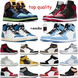 Jumpman de qualité supérieure 1 Running Basketball Shoes Og High 1s UNC Patent Leather Hyper Royal Dark Mocha Homage University Blue Sport Designer Sneakers Trainers 36-47