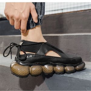 2021 Running Shoes Roman Sandals Dik-Soled Tennis Mannen Wit Zwart Zomer Koreaanse Mode Casual Schoen Grote Size Ademend Sneakers Run-Shoe # A0019