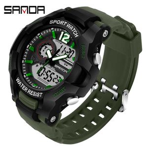 2021 Sanda Nieuwe Herenhorloge Waterdichte Militaire Elektronische Horloges Sporthorloge Dual Time Horloges Man Relogio Masculino G1022