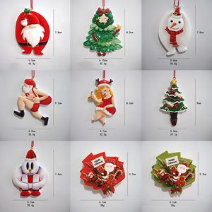 2021 Pendentifs Père Noël Résine Ornements d'arbre de Noël Pendentif Accessoires Décoration de Noël Bonhomme de neige Arbres de Noël XD24875