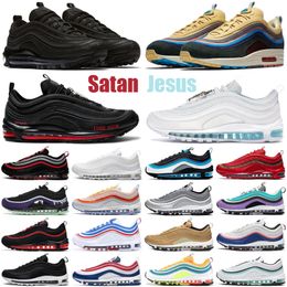 2021 Sean Wotherspoon 97 satan 97s chaussures pour hommes Triple Blanc Noir MSCHF x INRI Jésus extérieur hommes femmes formateurs baskets de sport taille 36-45