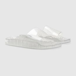 2022 seizoen heren vrouwen mode pool platte slippers witte duidelijke transparante gloed in donker rubberen dia sandalen 35-45