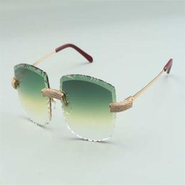 2021 Senior designer occhiali da sole 3524023 lenti da taglio micro-pavimentate di diamanti fili metallici bastoncini occhiali misura 58-18-135mm244J