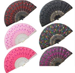 2021 Pailletten Dansende Fan Creative Design Peacock Vouwen Hand Fans Dames Stage Performance Prop Multi Color