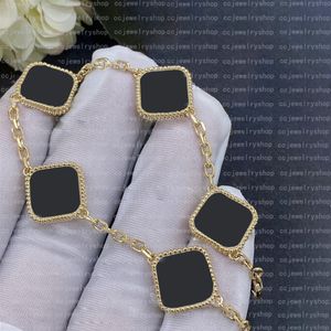 6 colores Moda clásica 4/Cuatro hojas Trébol Pulseras con dijes Brazalete Cadena Oro de 18 quilates Concha de ágata Nácar para mujer Niña Boda Joyería del día de la madre Regalo de mujer -AAA