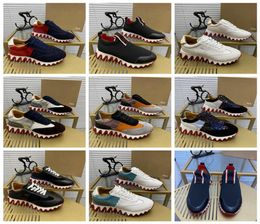 2021 Gekropte zolen Rode Casual schoenen Echte lederen flats heren Sneakers Loubishark Flat Sneaker Luxe Progettista Men Donna Low To9713157